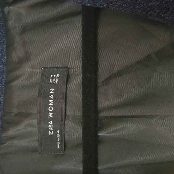 Zara Woman Navy Blue Tweed Boucle Blazer Lady Jacket Size Medium - Picture 4 of 12